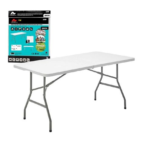 Table pliante rectangulaire en plastique blanc Lauxa Home 180x74cm (1/5)