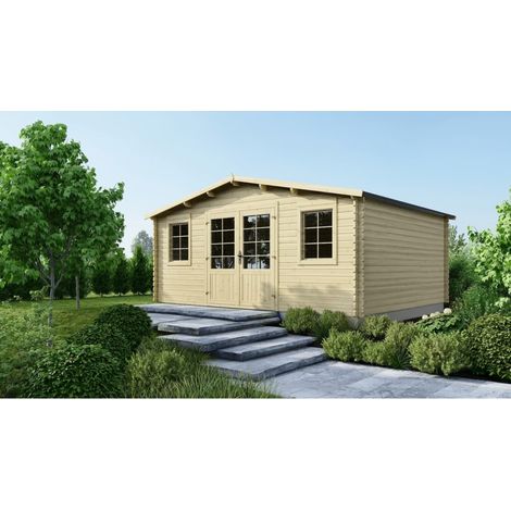 Casetta da giardino in legno - 21.42m2 - 5.10x4.20m - 34mm - colore: naturale - DOM746