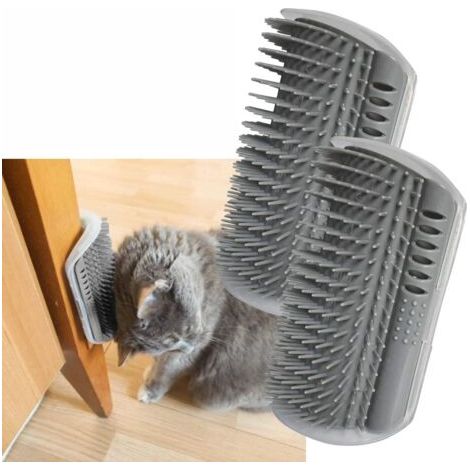 Confezione da 2 pezzi, kit per la toelettatura, pettine massaggiante angolato con erba gatta, spazzola tiragraffi, per gatti a pelo lungo e a pelo corto. (1/5)