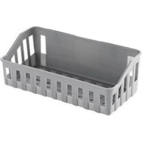 Estante de pared para baño con montaje sin taladro, cesta de almacenamiento ventilada y diseño elegante para artículos de tocador, cosméticos, cepillos de dientes, PP blanco (1/5)