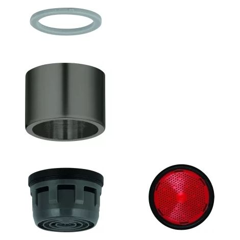 GROHE aireador 13999, rosca interior, M 22 x 1, 7,5 - 9,0 l/min a 3 bar, regulador de chorro para agua caliente GROHE Red, hard graphite cepillado, 13999AL0