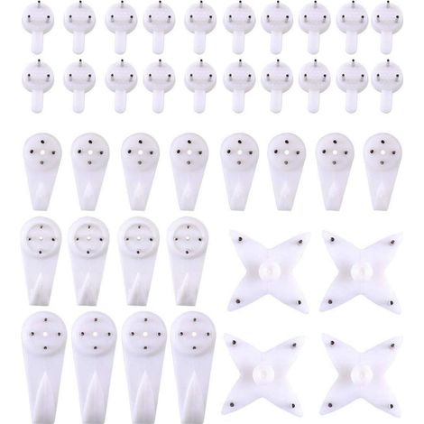 Lot de 40 crochets de suspension pour mur en dur et cloison, pour accrocher des tableaux, des photos de mariage, des miroirs