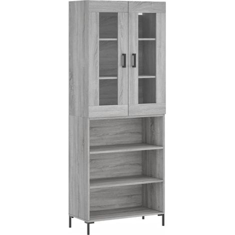 Buffet bahut commode armoire meuble de rangement organisateur cuisine salle de séjour salon haut sonoma 69,5 x 34 x 180 cm bois d'ingénierie gris