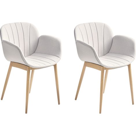 Conjunto de 2 sillas gris claro madera clara poliéster comedor Alice