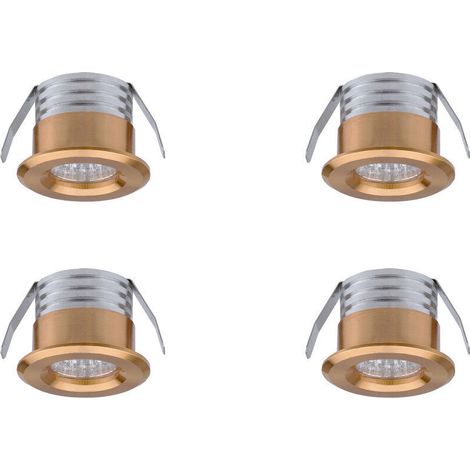 Set mit 4 Mini-LED-Einbaustrahlern, 3 W – Neutralweiß 3000 K – 300 Lumen – Design aus Aluminium und mattiertem Glas – Für die Innenbeleuchtung