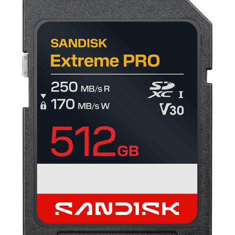 Carte SD Sandisk Extreme Pro UHS-I 512 Go 250 Mo/s (lecture) /