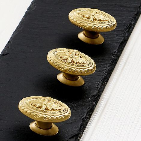 Boutons et poignées de meubles, 3 poignées de porte d'armoire en cuivre pur, poignées en laiton pour tiroirs de placard, cave à vin et meuble de salle de bain, style américain (1/4)