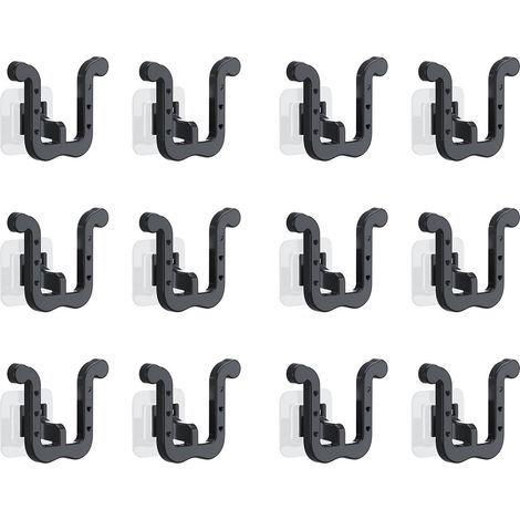 Filiyano-Étagère à chaussures murale à 12 niveaux avec crochets auto-adhésifs pour porte, placard et salle de bain (noir) (1/5)