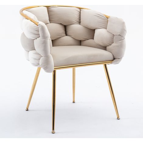 2er-Set Sessel aus beigem Samt 58x59x75 cm mit Armlehnen für Wohnzimmer – MEUBLIV (1/5)