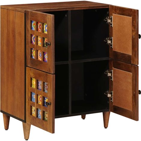 Maison La Vie - Buffet Salon Moderne - Meuble de rangement - avec porte Noyer 60 x 33 x 75 cm Bois de mangue massif bu2115 (1/5)