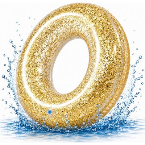 Bouée gonflable en forme de donut marron Ø 120 cm avec morsure – Bouée de piscine et eau avec porte-gobelet pour adultes et enfants (1/5)