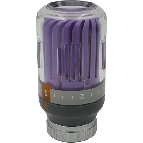 TÊTE THERMOSTATIQUE POUR RADIATEUR CRYSTAL M30X1,5 GRIS - VIOLET (1/2)