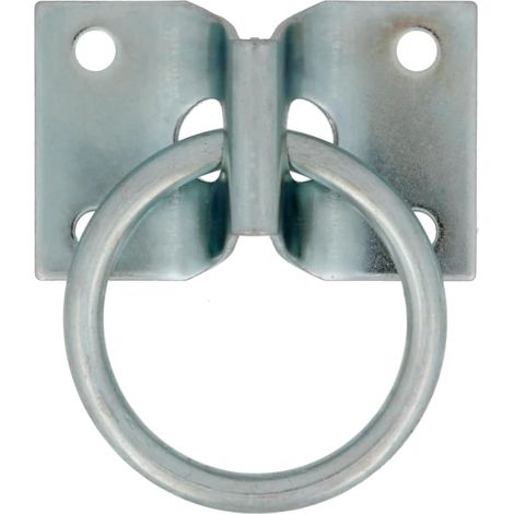 Plaque avec Anneau Mobile - 1 Unité - Acier Zingué - Point d'Ancrage Sécurisé - Pour Mur et Plafond - 70 x 45 mm (1/4)