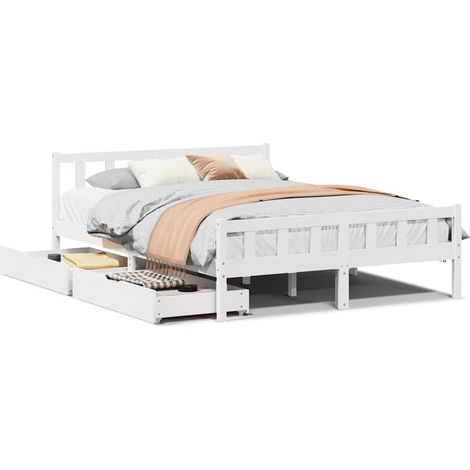 Maison Exclusive - Massivholzbett ohne Matratze Weiß 160x200 Kief