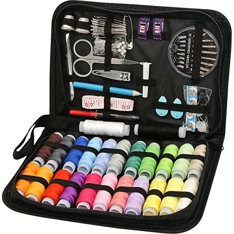 Kit de couture avec cent accessoires vingt quatre bobines de fil et aiguilles pour petites réparations trousse de voyage pour urgences (1/5)