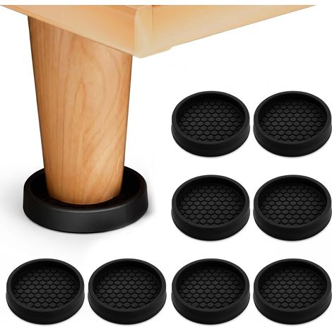 8 Pièces Coussinets en Silicone antidérapants pour roulettes, 50mm Protection Pied de Chaise, Chair Leg Floor Protector pour Tous Types de Sols, Lits et Canapés, Noir (1/5)