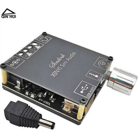 Module d'amplificateur numérique Bluetooth stéréo double canal 2 x 50 W pour audiophiles haute fidélité avec commutateur de réglage continu à 360 degrés