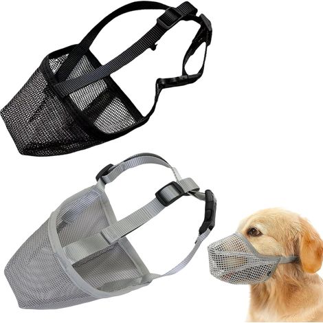 Dog Muzzle, Dog Mask, Adjustable Loop and Soft Pad Dog Training Muzzle Prevent for Barking, Biting and Chewing, Soft Mesh Muzzle for Small Medium Large Dogs (Black, Grey, M)