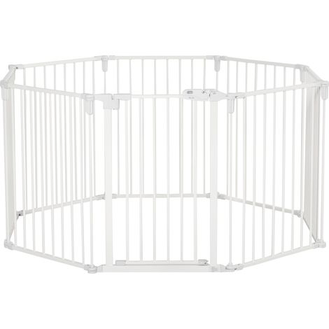 CHICFURN Recinto per cuccioli 8 pannelli 60x76 cm in plastica bianca con porta pieghevole (1/5)