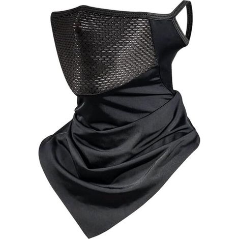 Masque de vélo avec boucles d'oreilles - Cache-cou et cagoule en soie glacée - Respirant - Pour homme et femme en extérieur (1/5)