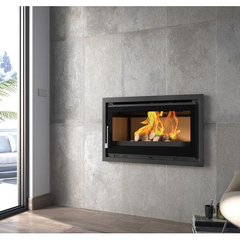 Insert à bois ventilé canalisable - FIREMATIC Mora 13.3 kW  Foyer en fonte - Porte fonte - avec vitre sérigraphiée (1/5)