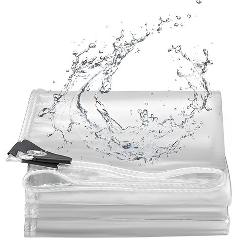 Bâche en PVC Transparente avec œillets - Imperméable - Filet de remorque - Maille Fine - Bâche en Vinyle indéchirable - 320 g - Bords renforcés en extérieur (Transparent, 2 x 4 m) (1/5)