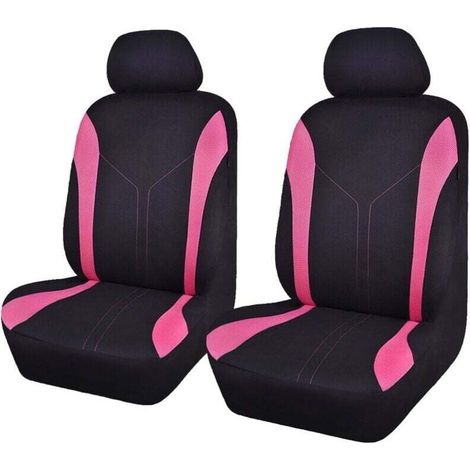YMYNY Universal Fashion Mesh Car Seat Covers (2 Fronts, Black Pink)