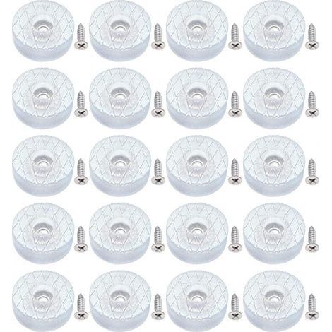 20 protectores de suelo redondos de silicona de 30 mm, antideslizantes y silenciosos, con tornillos, aptos para patas de sofá y cojines de silla. (1/4)