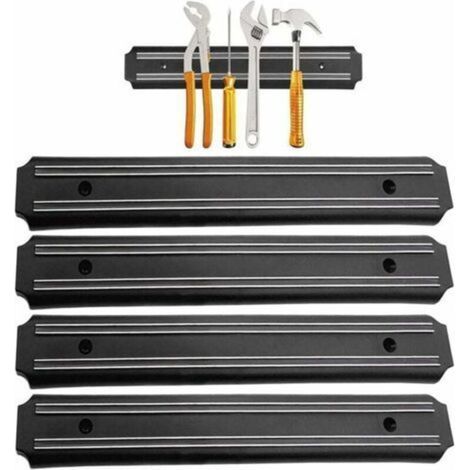 Porte-outils magnétique mural, lot de 4, dimensions : 33 cm x 5 cm. Poignée magnétique pour outil. Panneau pour porte-outils. Bande magnétique. Poignée magnétique pour outil. (1/5)