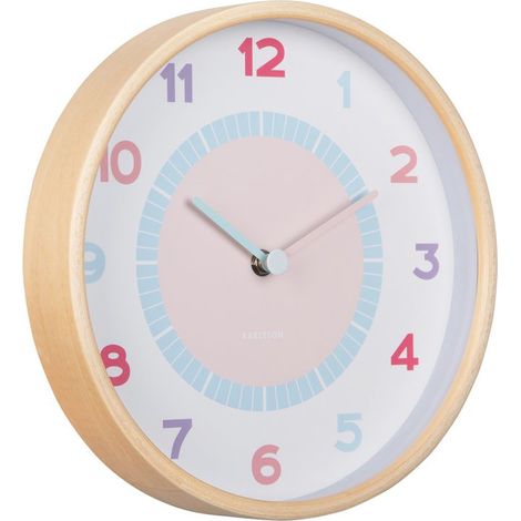 Horloge Murale en Bois pour Chambre d'Enfant - Cadran Coloré et Chiffres Clairs - PANGIVO (1/4)