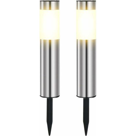 Solar-Gartenleuchten aus Edelstahl, silber (2er-Pack) (1/5)