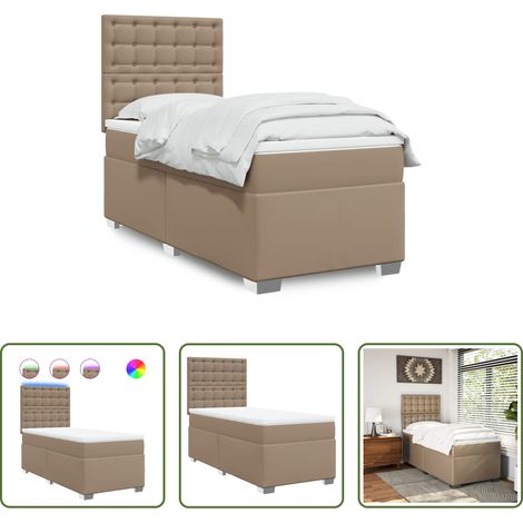 Kunstlederbett - Boxspringbett Matratze Cappuccino-Braun 100x200cm Kunstleder (1/5)