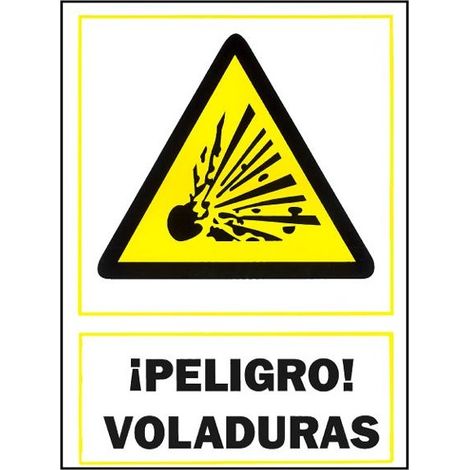 Señal adhesiva peligro voladuras - plástico 21x29 cm, alta visibilidad, interior/exterior - MARCA