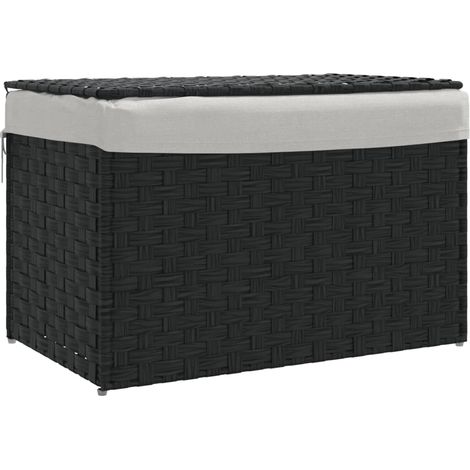 Cesto de ropa sucia con tapa ratán sintético negro 55,5x35x34cm vidaXL