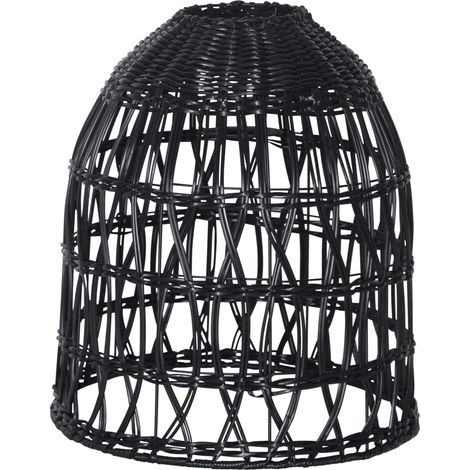 Geflochtener Lampenschirm ,Knute, aus Rattan, klein, schwarz, E27, outdoor (1/6)
