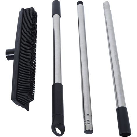 Balai télescopique multifonction pour sol et tapis, brosse anti-poils d’animaux, nettoyeur poussière, outil de ménage noir. (1/5)