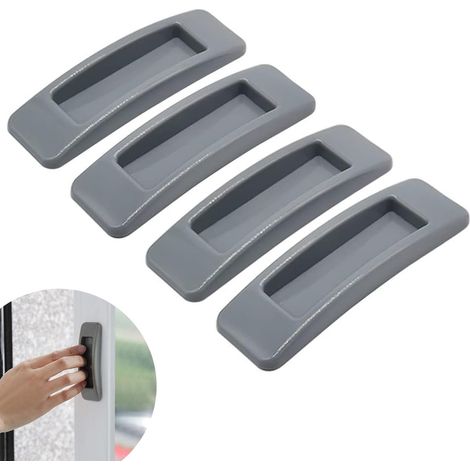 Set di 4 maniglie scorrevoli grigie per porte e finestre - Maniglie autoadesive istantanee per cassetti e armadi - Adesivi per maniglie di porte e finestre - Ideali per cucine, bagni, armadi, cassetti (1/5)