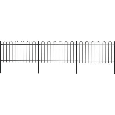 vidaXL Recinzione da Giardino con Parte Superiore ad Anello in Acciaio 537x100 cm Nera