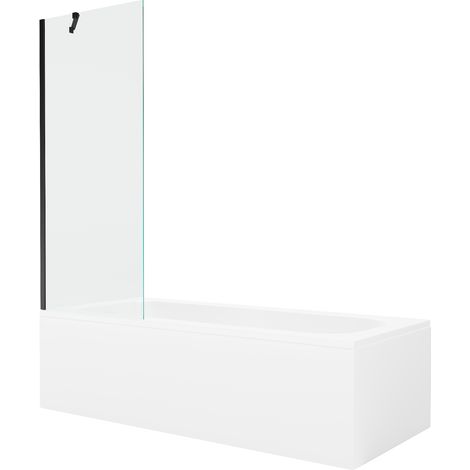 Mexen Vega vasca rettangolare 150 x 70 cm con pannellatura e paratia a 1 anta 70 cm, trasparente, nero - 550115070X9507000070 (1/5)
