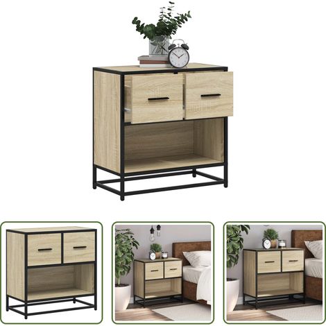 Table de chevet métal - Table de chevet chêne sonoma 60x31x60 cm bois ingénierie métal (1/5)