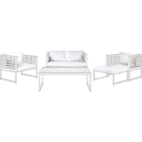 Conjunto de fundas de cojín para exterior cojines de asiento y respaldo blanco crema Bermuda
