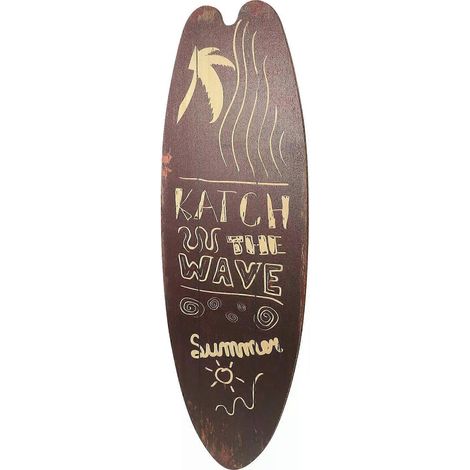 Décoration murale marine sur le thème de l'été : planche de surf en bois, idéale pour la maison, les magasins, les dortoirs et les chambres d'enfants. (1/4)