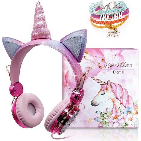 Kinderkopfhörer mit Einhorn-Design und funkelnden Strasssteinen, kabelgebunden, für Mädchen (1/4)