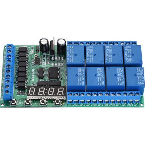 Hilitand DC 12V Module Relais 8 Canaux Temporisé Multifonction Module Synchronisation Relais LED 8CH