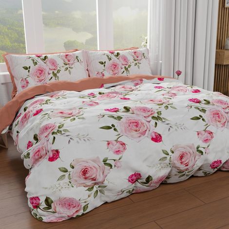 Housse de Couette King Size 260x240 cm (2 Taies 63x63 cm Incluses), Parure en Microfibre Imprimée Floral 20 00 (1/4)