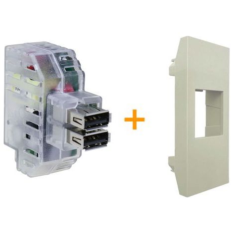Fanton caricatore doppia presa USB AA 5V 2,4A Compatibile Vimar Linea Canapa