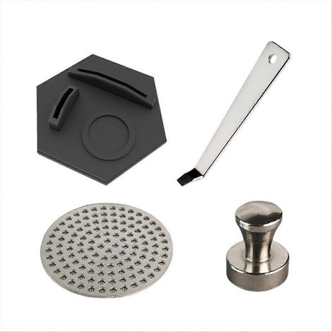 Aufbewahrungsset für Zubehör der Kaffeemaschinen ES601, ES655 und ES70: Wabenförmiger Sockel für Kaffeezubehör, Griff und 58-mm-Werkzeug. (1/5)