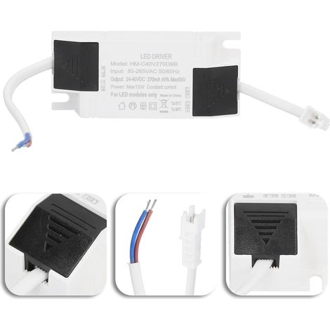 Driver LED 12 W à courant constant 270 mA, entrée AC 85-265 V, sortie DC 24-40 V, transformateur d'alimentation (1/5)