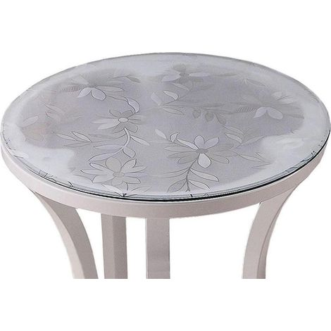 Nappe de table ronde en PVC 80cm, 2mm d'épaisseur, imperméable, motif Chrysanthèmes
