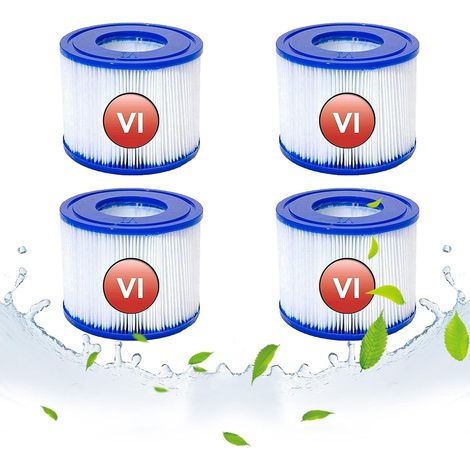 Crediri Ersatzfilterkartuschen für Bestway VI, VI-Filterkartusche für Lay-Z-Spa Miami, für Vegas, für Monaco-Size, Jacuzzi-Filter, für Bestway 58323, 58239, 90352E (4er-Pack) (1/5)